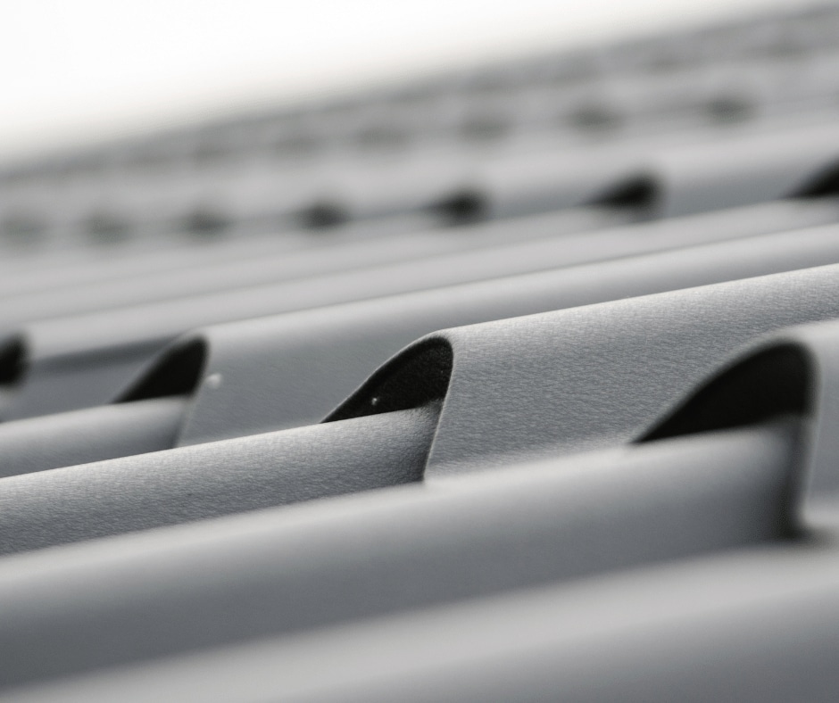A close up of metal roofing