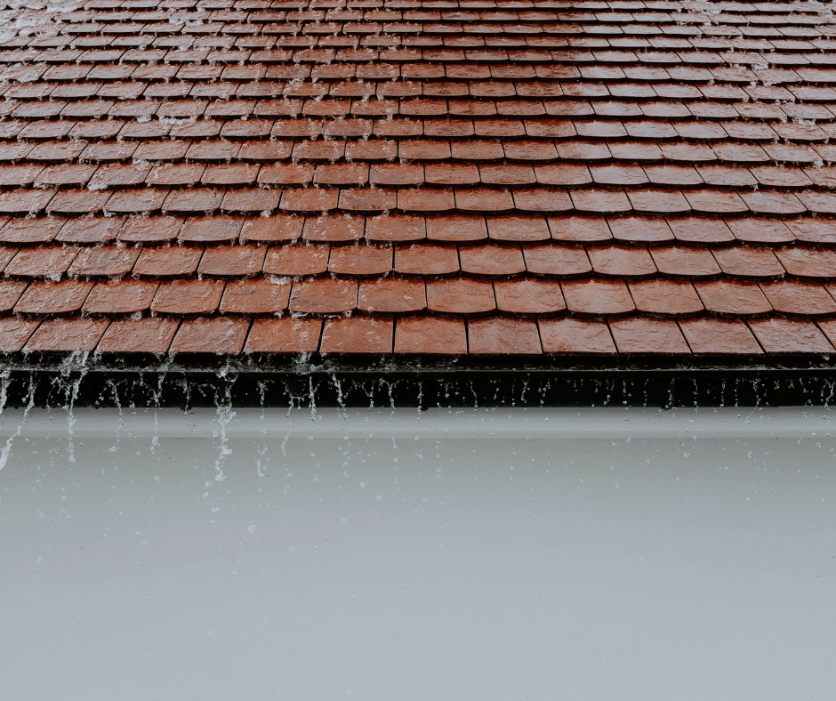 A roof during rain