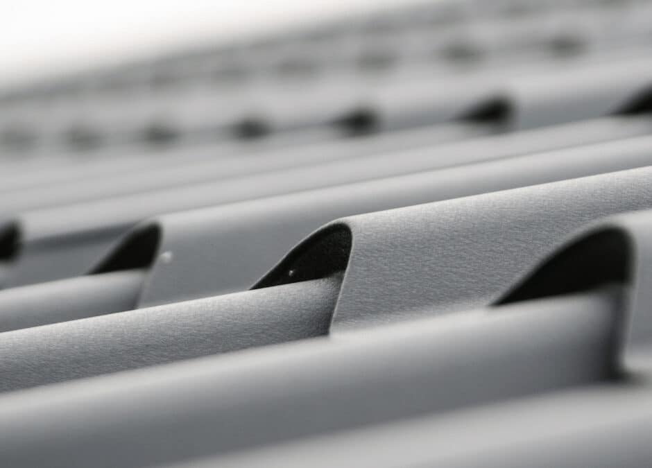 A close-up of a gray roof